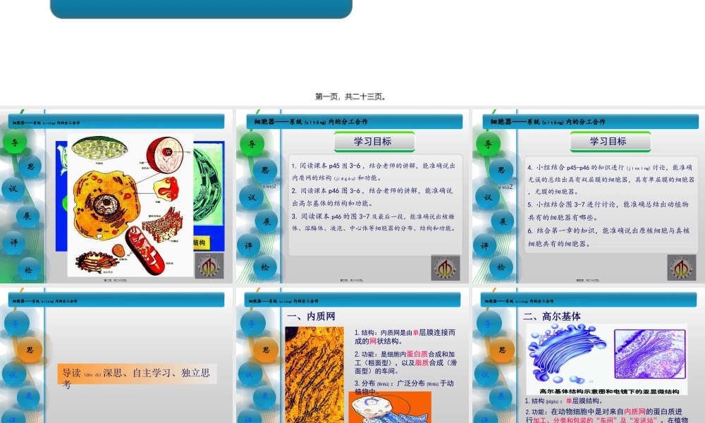 2022年医学专题—系统内的分工合作——细胞器(1).ppt