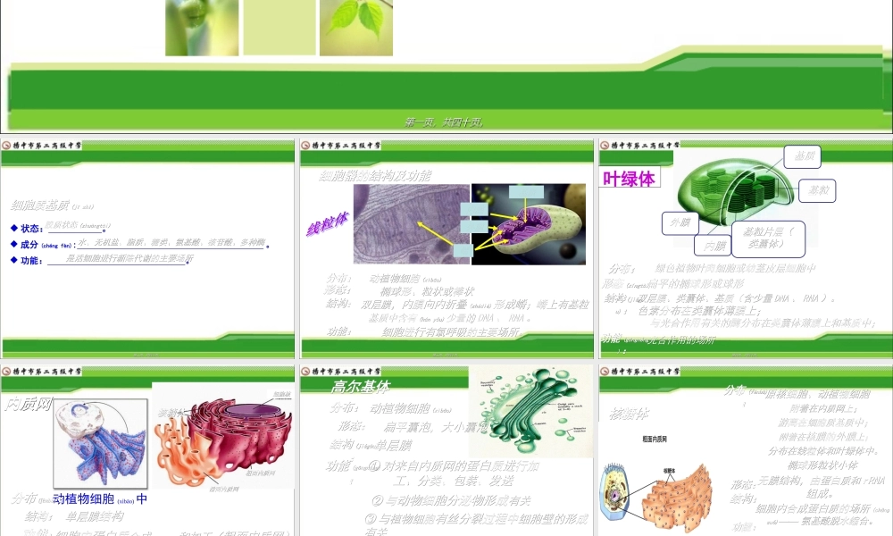 2022年医学专题—一轮复习2018年公开课细胞器系统的分工合作.ppt