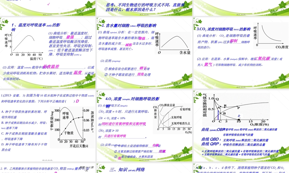 2022年医学专题—一轮复习细胞呼吸-优质课(1).ppt