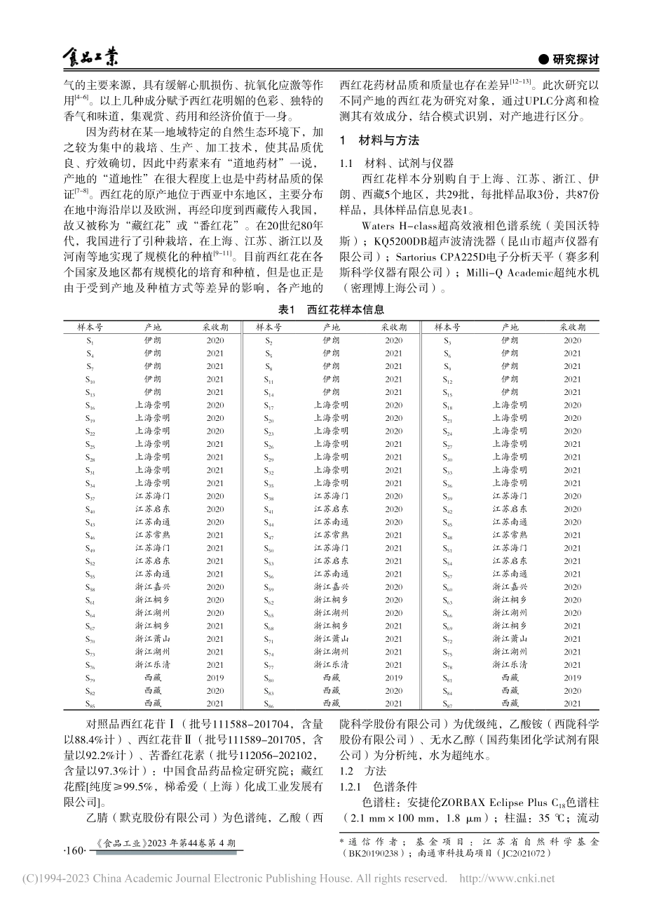 基于模式识别技术结合UPLC的西红花产地鉴别_管彬彬.pdf_第2页