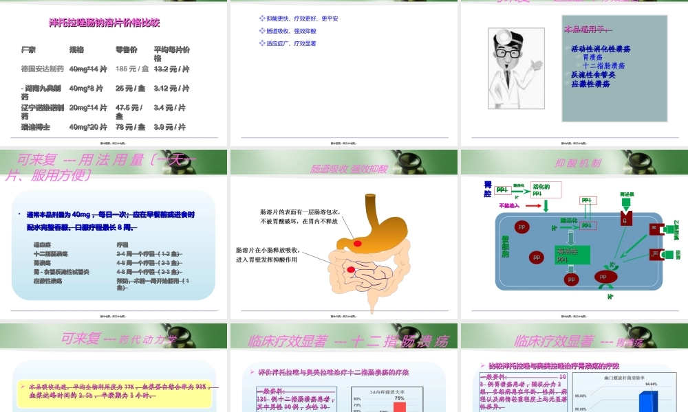 可来复-泮托拉唑钠肠溶片-店员.ppt