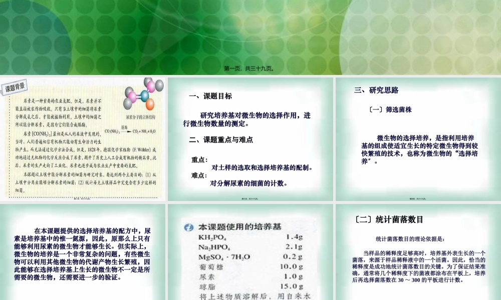 土壤中分解尿素尿素的细菌的分离与计数.pptx