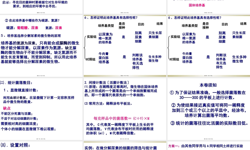 土壤中分解尿素的细菌的分离与计数定稿ppt.pptx