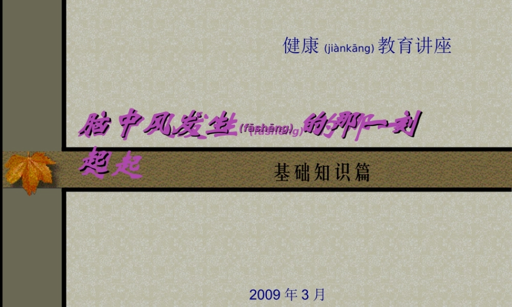 2022年医学专题—脑中风发生的那一刻起.ppt