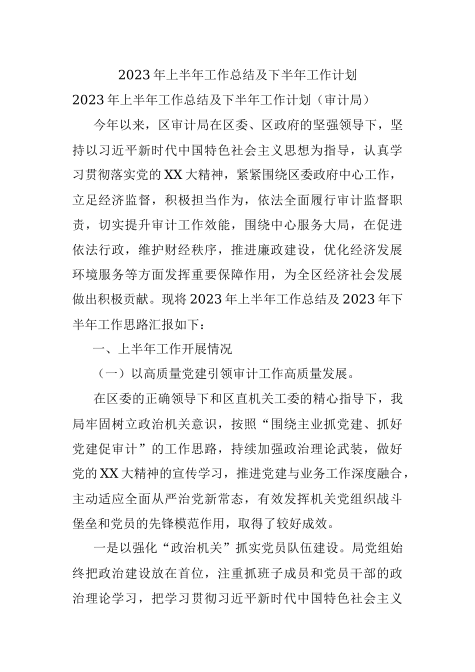 2023年上半年工作总结及下半年工作计划.docx_第1页