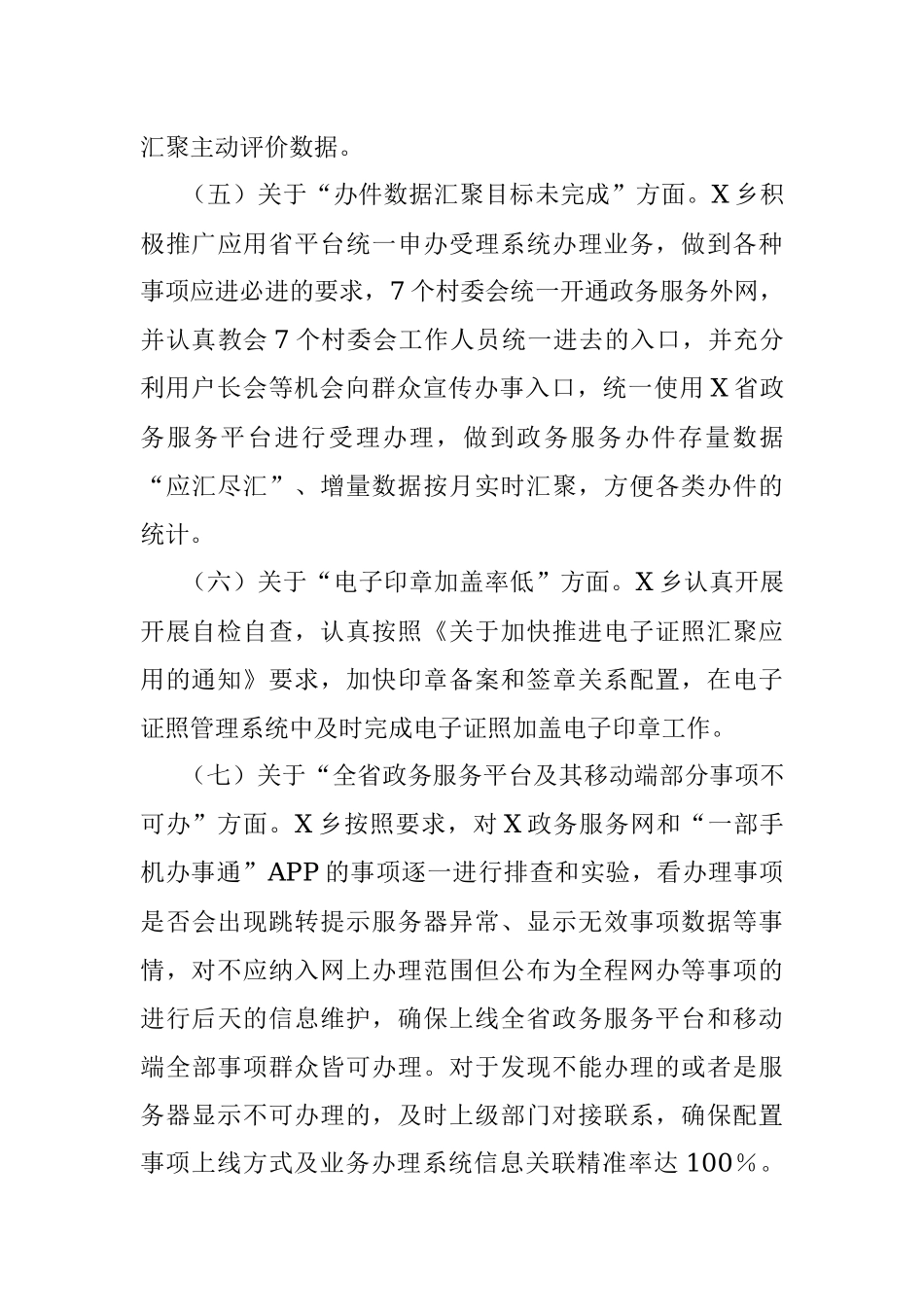 X乡人民政府关于“互联网＋政务服务”存在问题整改及2023年指标提升工作情况报告.docx_第3页