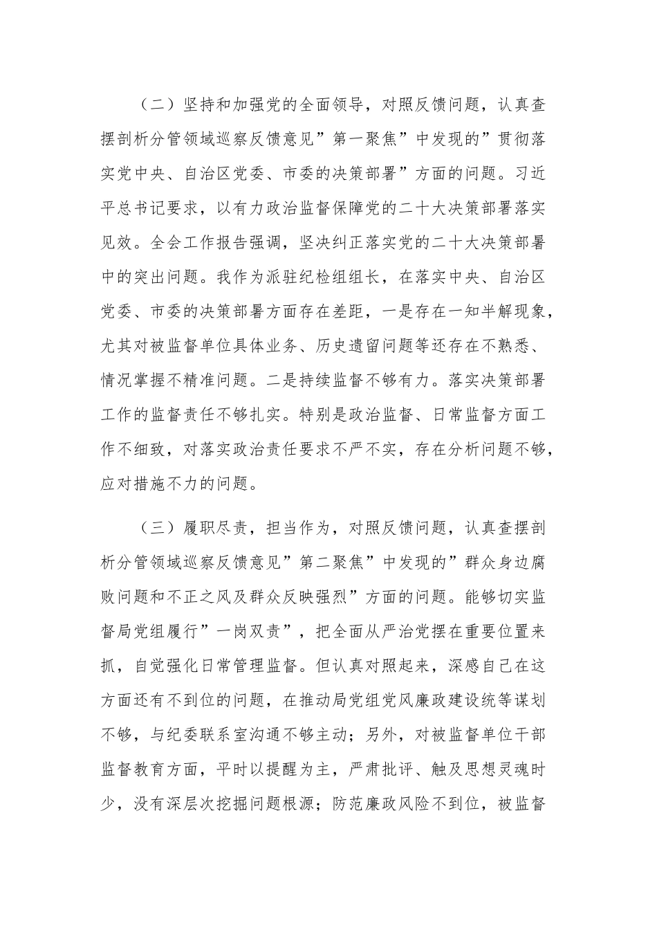 学习巡察整改专题民主生活会对照检查剖析材料范文.docx_第2页