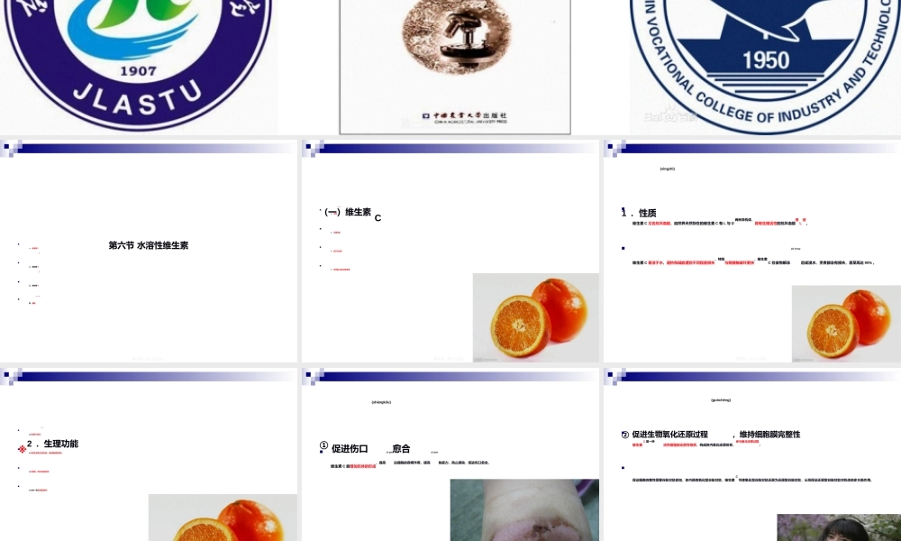 2022年医学专题—《食品营养与卫生》-第七讲-水溶性维生素-2016测试版.ppt