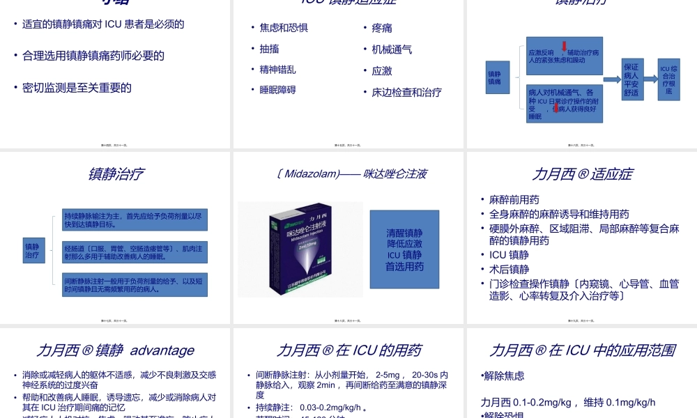 ICU病人的镇静阵痛.ppt