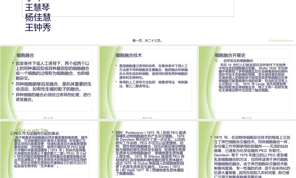 PEG诱导细胞融合.pptx