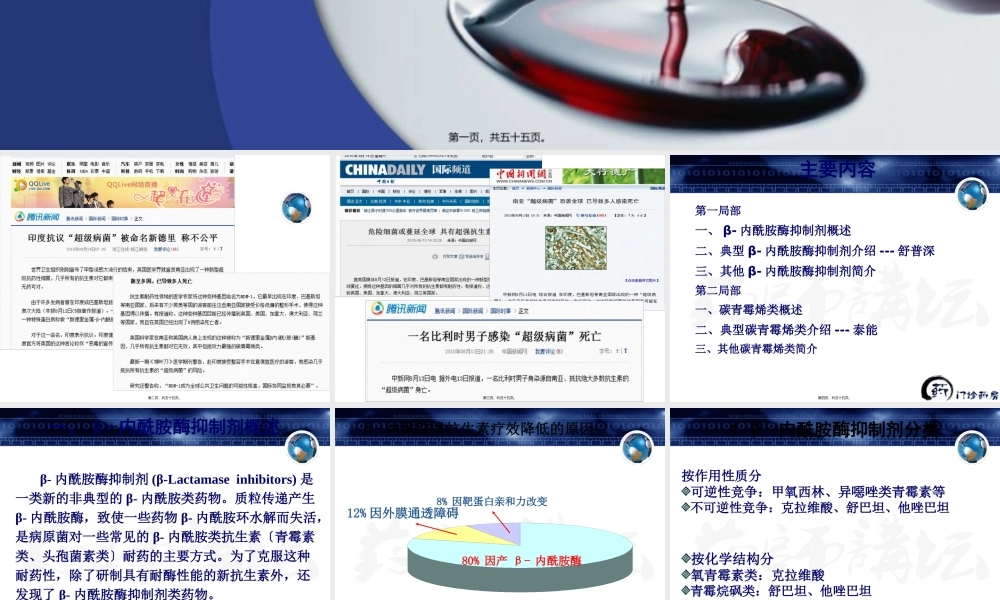 β-内酰胺酶抑制剂、碳青霉烯类及其复方制剂与合理用药.pptx