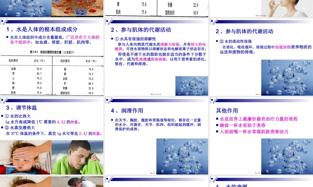 《烹饪营养学》-第十四讲-水与谷类原料的营养价值--2017版.pptx