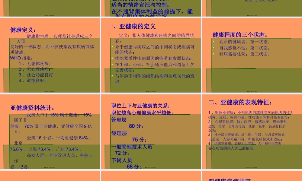 【荐】亚健康及其干预策略.pptx