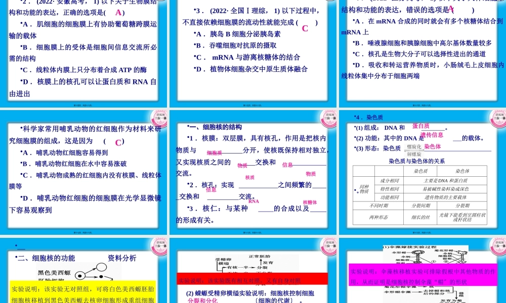 一轮复习第三章细胞的基本结构要点.pptx