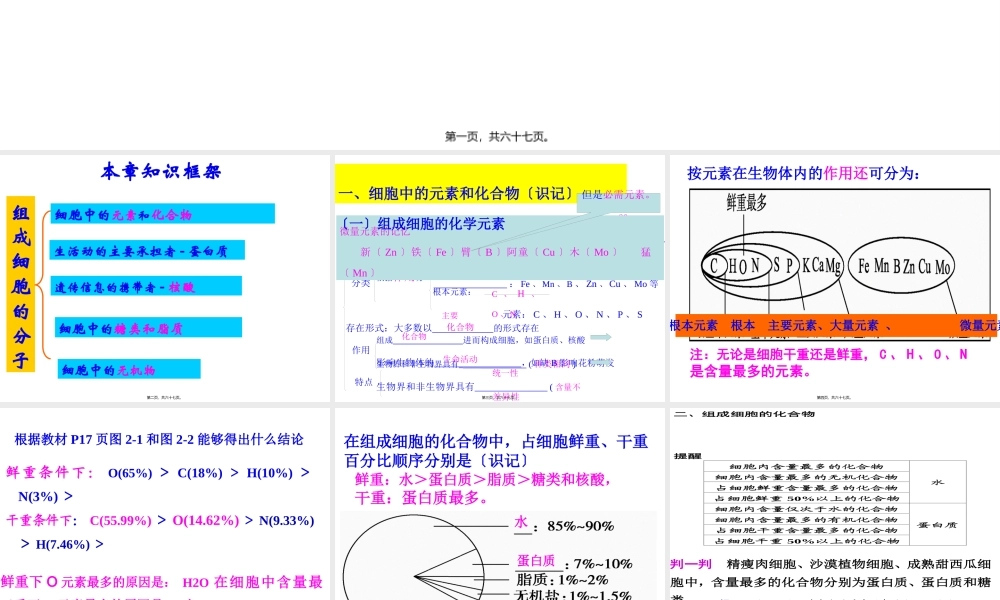 一轮复习第二章细胞的分子组成ppt.pptx