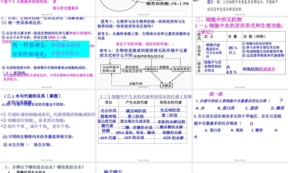 一轮复习第二章细胞的分子组成ppt.pptx