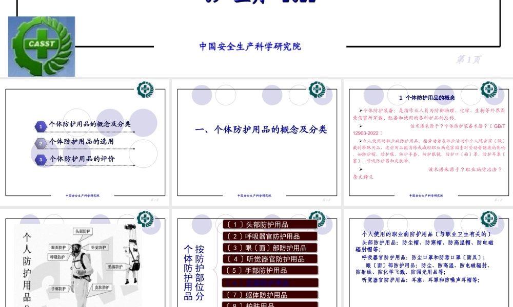 个人职业病防护用品分析与评价.ppt