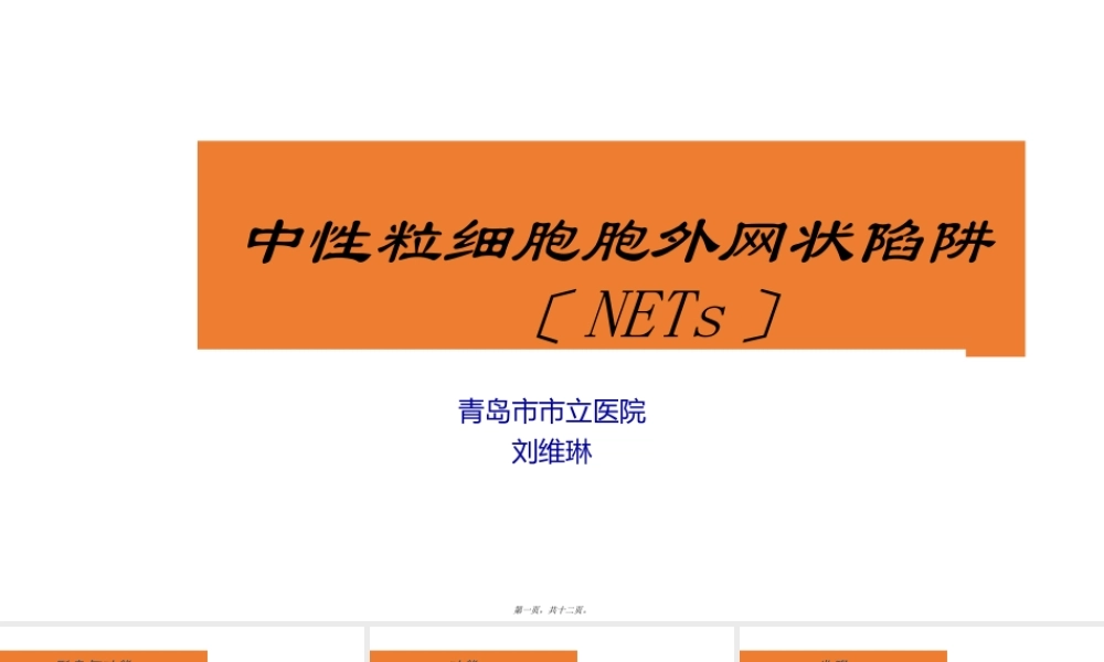 中性粒细胞胞外网状陷阱.ppt