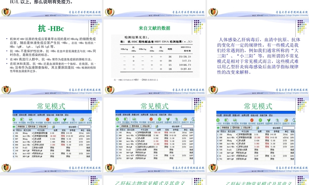 乙肝标志物不常见模式分析.pptx