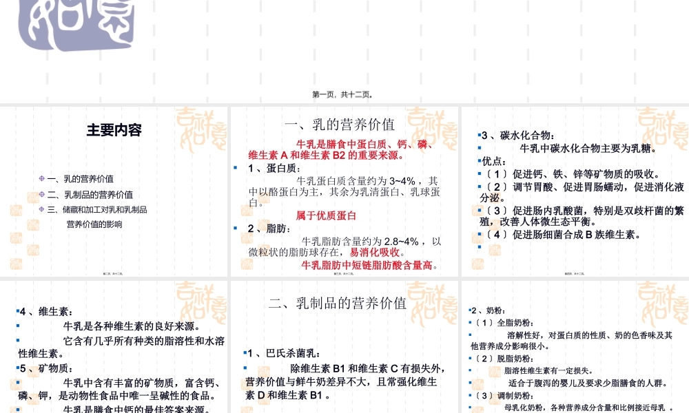 乳和乳制品的营养价值.pptx