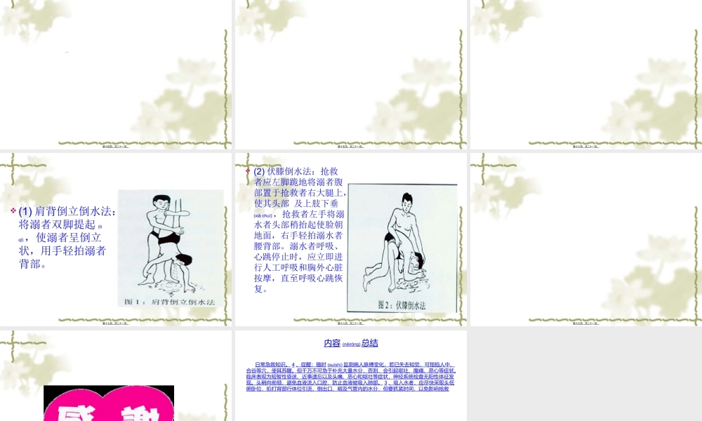 2022年医学专题—日常急救中暑、脑震荡、鼻出血、溺水.ppt