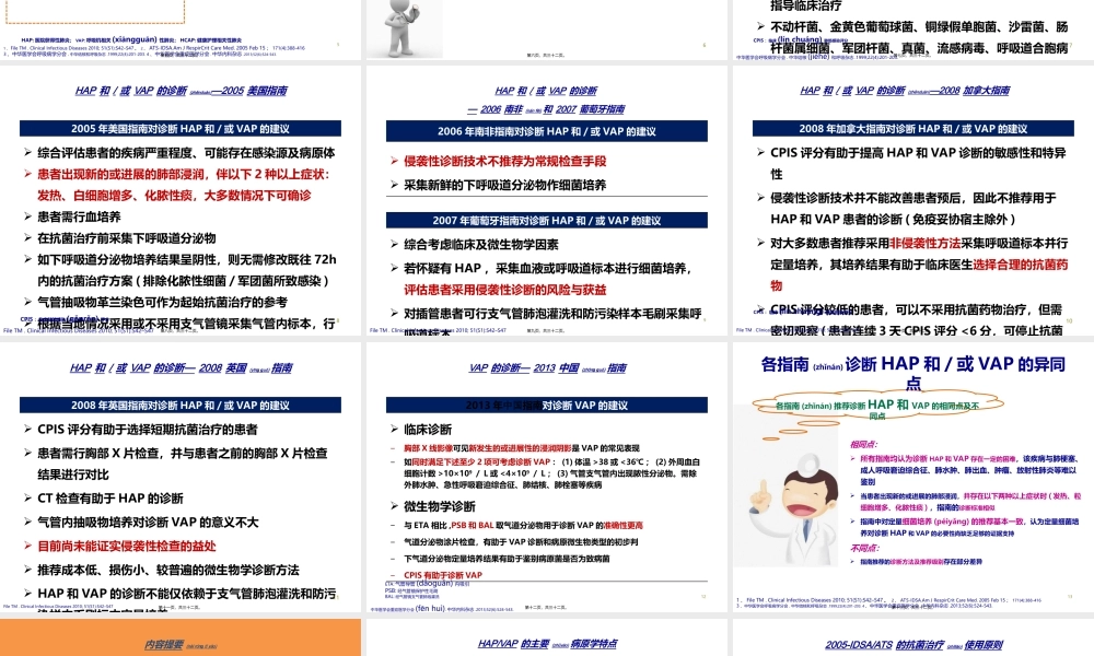 2022年医学专题—医院获得性肺炎(HAP)诊治指南最新综述(精).ppt