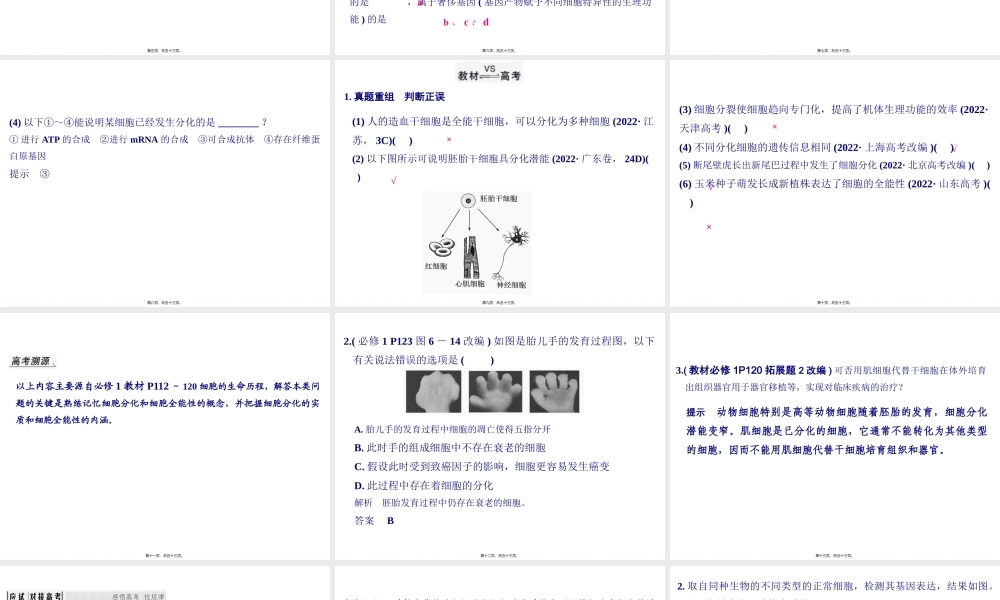 一轮复习细胞的分化、衰老、凋亡和癌变.pptx