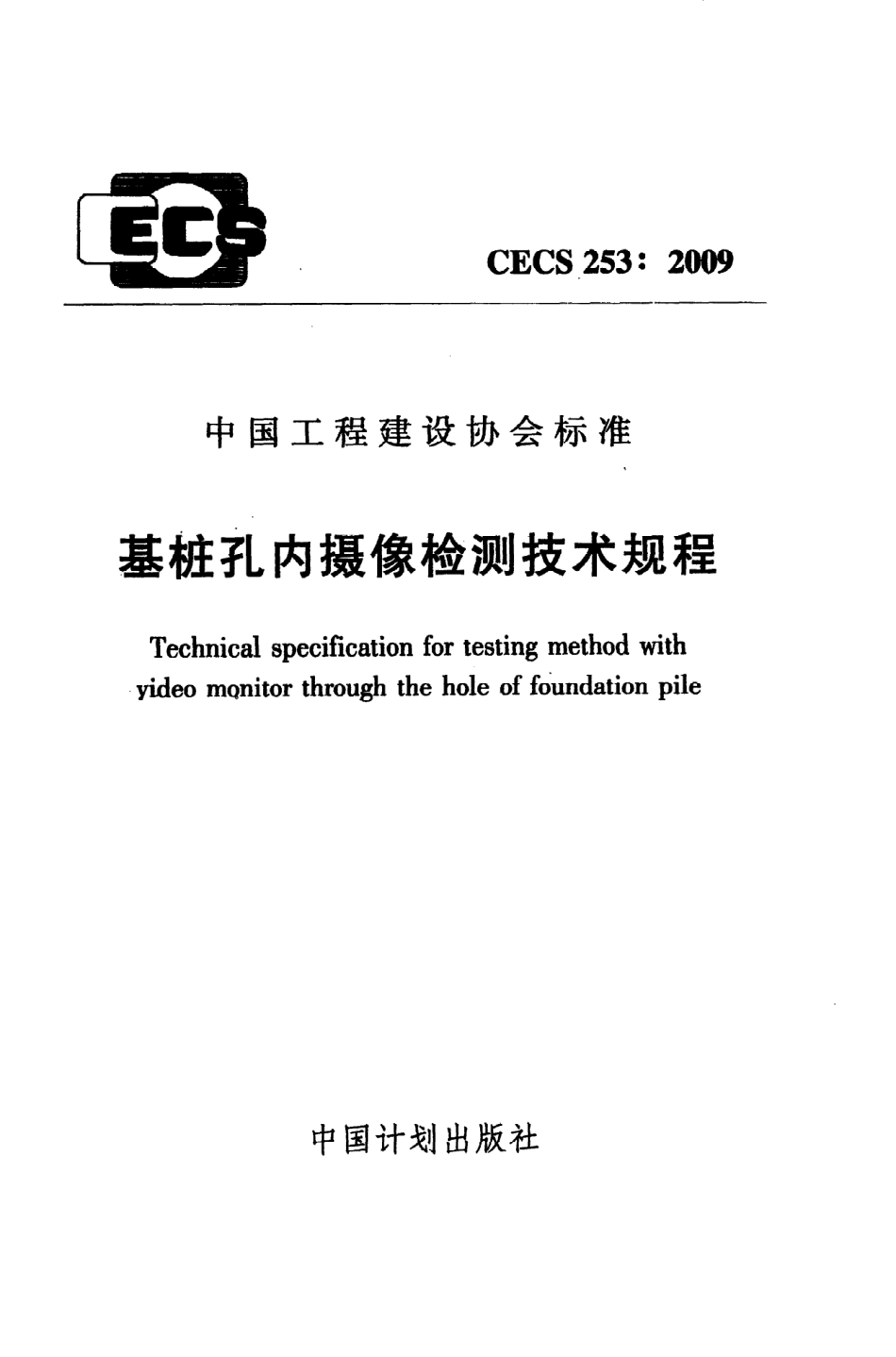 《基桩孔内摄像检测技术规程》CECS253：2009.pdf_第1页