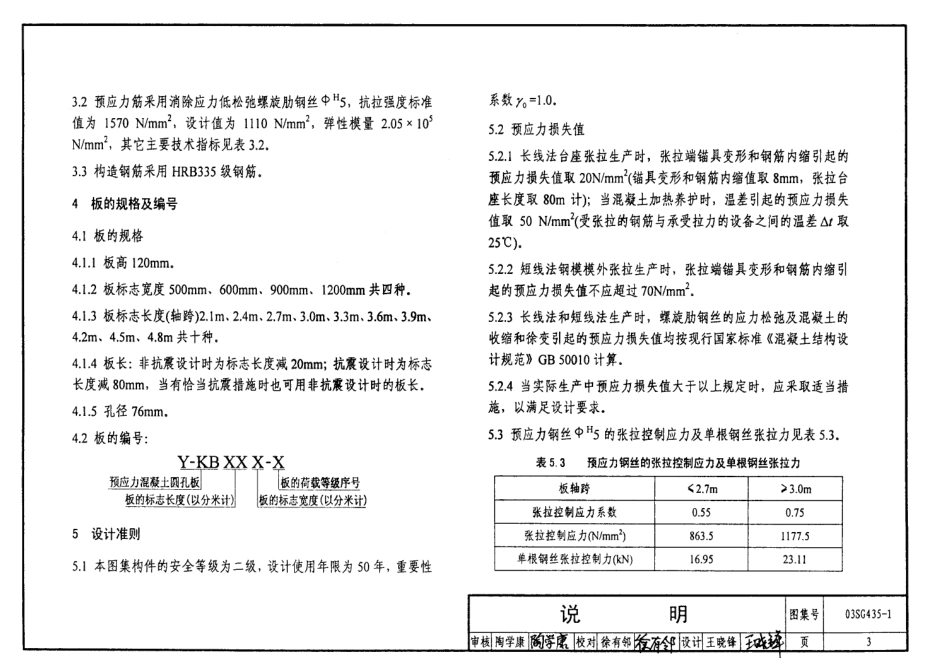 03SG435-1 预应力混凝土圆孔板(预应力钢筋为螺旋肋钢丝,跨度2.1m～4.8m).pdf_第3页