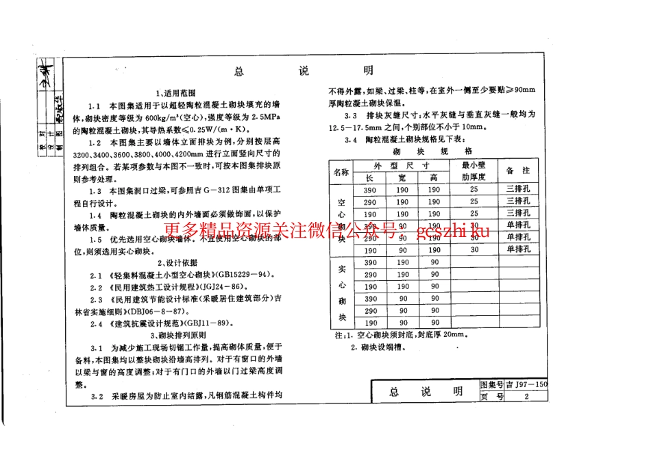 吉J97-150 陶粒混凝土小型空心砌块填充墙体建筑构造.pdf_第3页