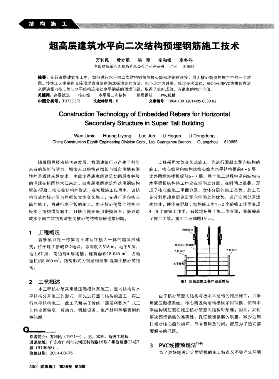 超高层建筑水平向二次结构预埋钢筋施工技术.pdf_第1页