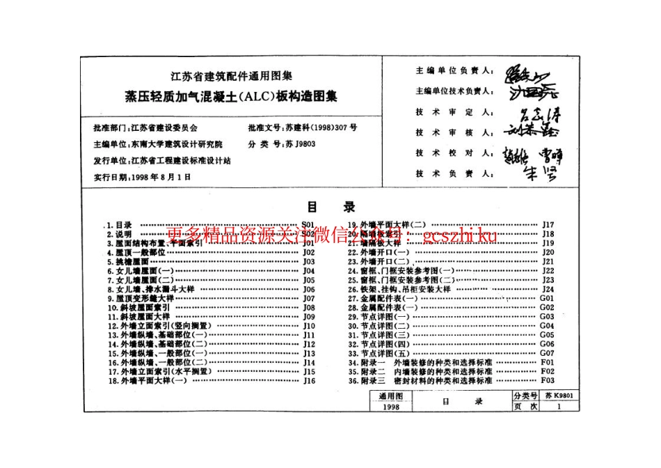 苏J9803 蒸压轻质加气混凝土(ALC)板构造图集(严重缺页).pdf_第1页