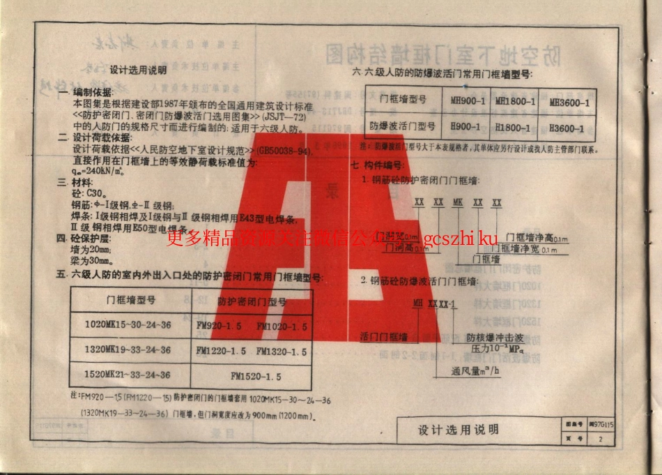 闽97G115 防空地下室门框墙结构图(六级人防).pdf_第3页