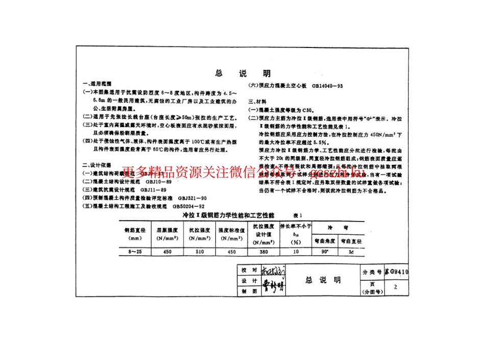 苏G9410 180预应力混凝土空心板图集(冷拉Ⅱ级钢筋).pdf_第3页