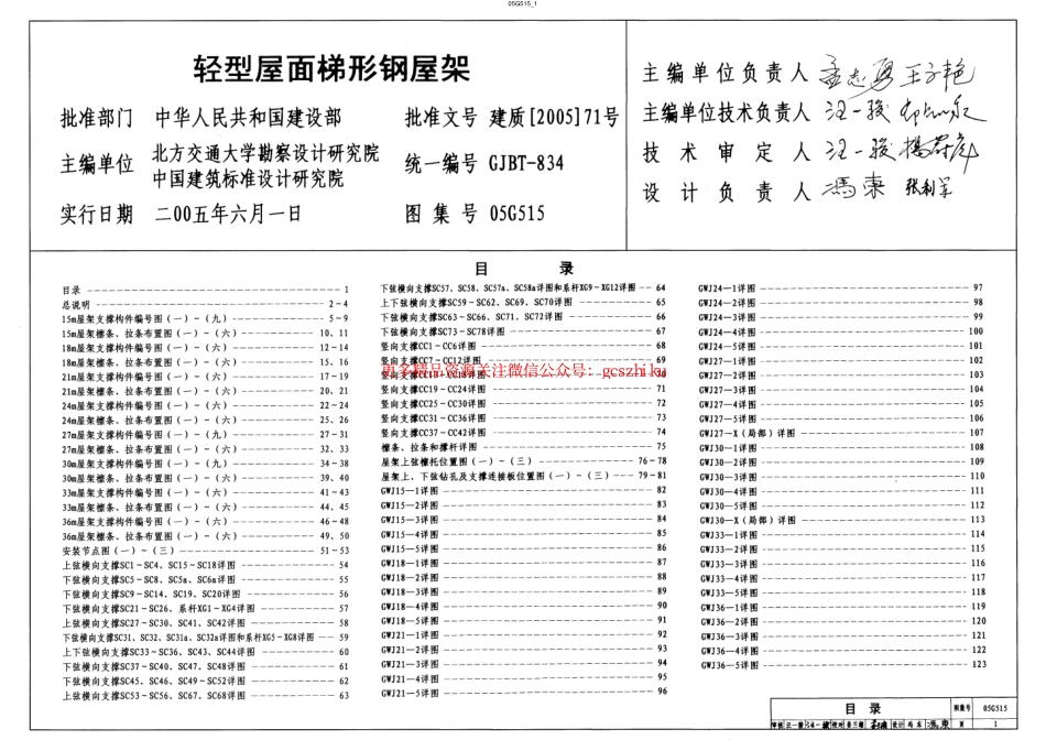 05G515(轻型屋面梯形钢屋架).pdf_第1页