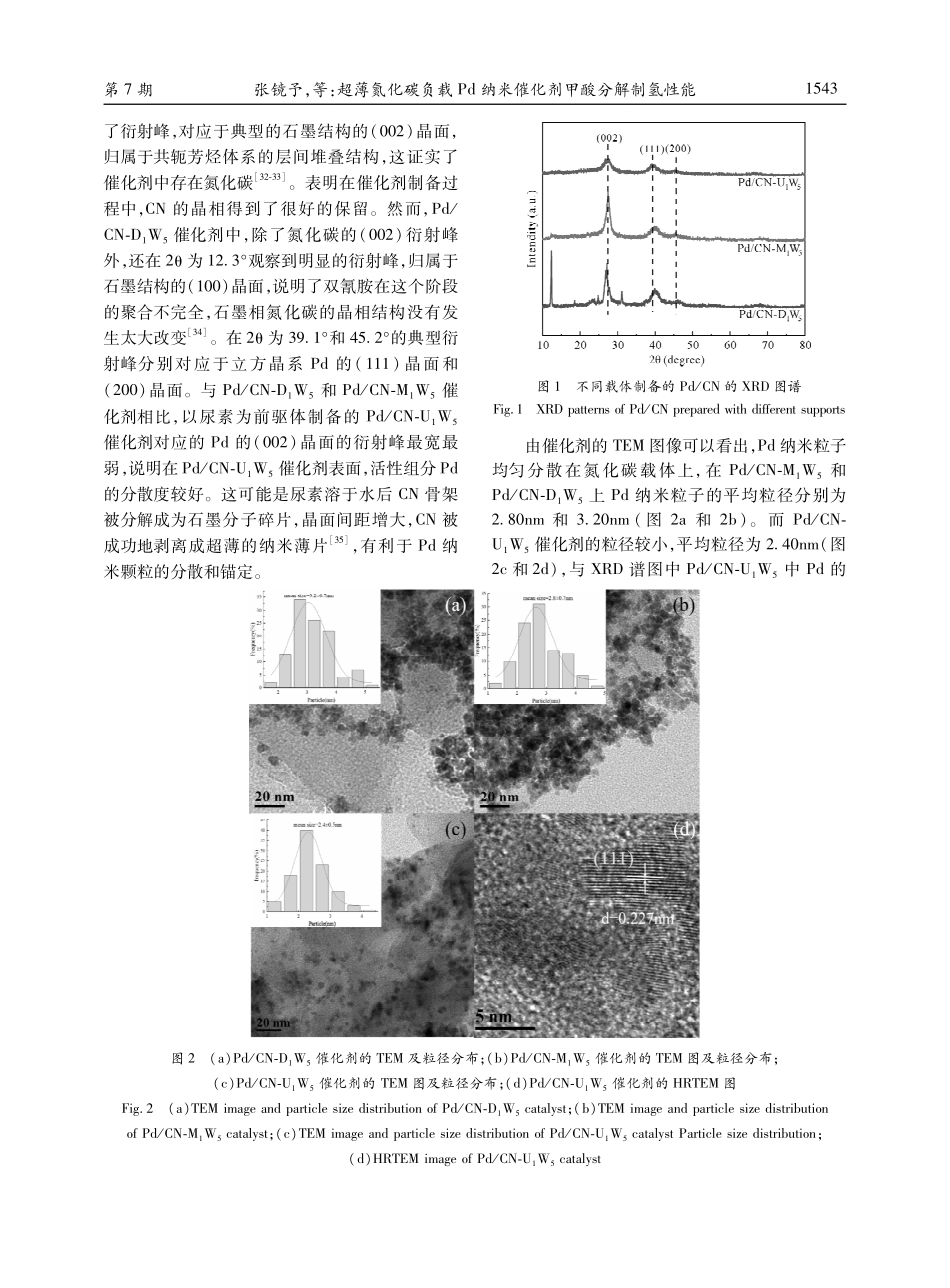 超薄氮化碳负载Pd纳米催化剂甲酸分解制氢性能.pdf_第3页