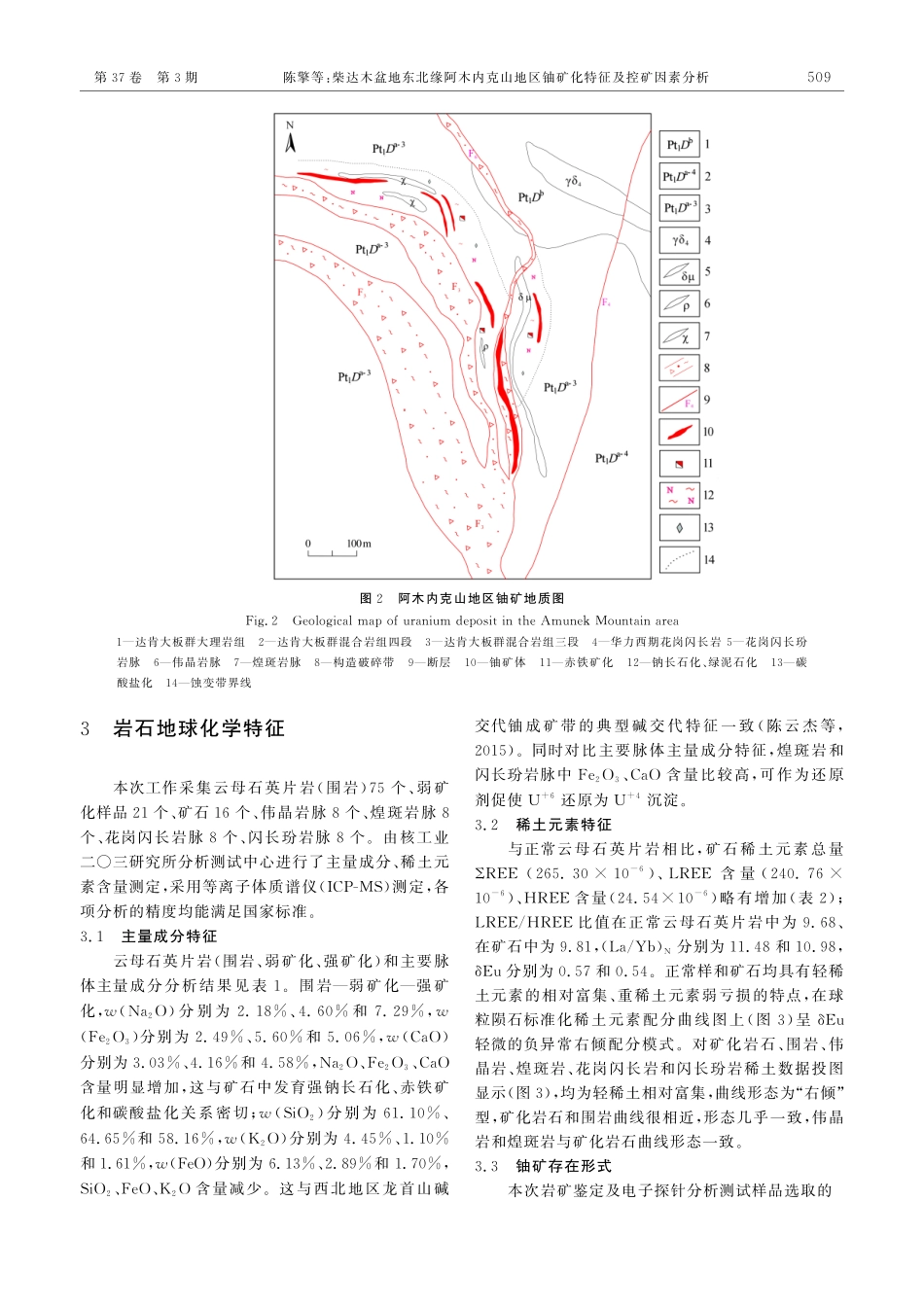 柴达木盆地东北缘阿木内克山地区铀矿化特征及控矿因素分析.pdf_第3页