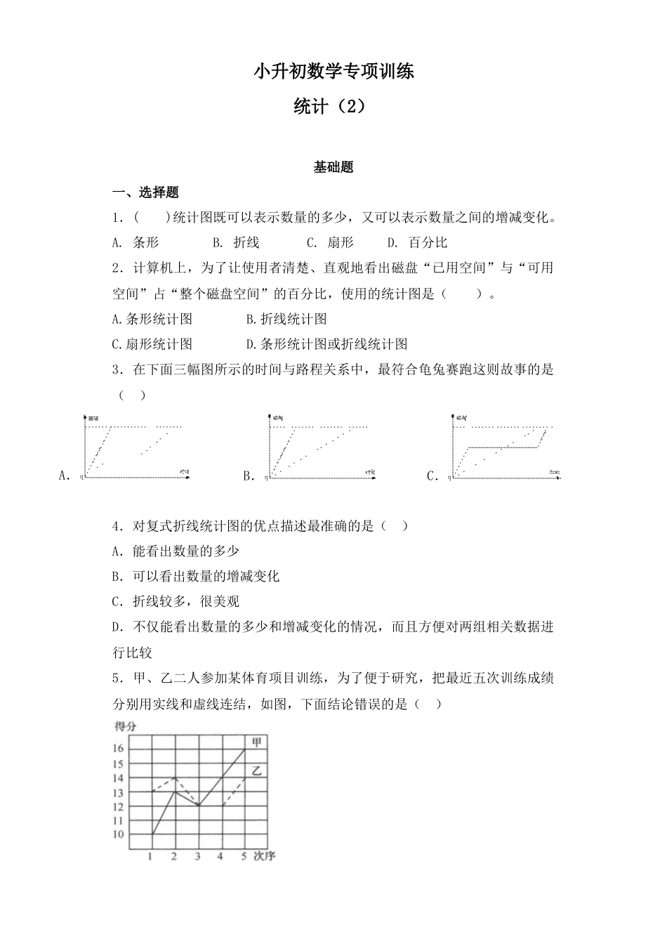 【精品】小升初数学知识专项训练（统计与概率）-2.统计（2）通用版（52页）.docx_第1页