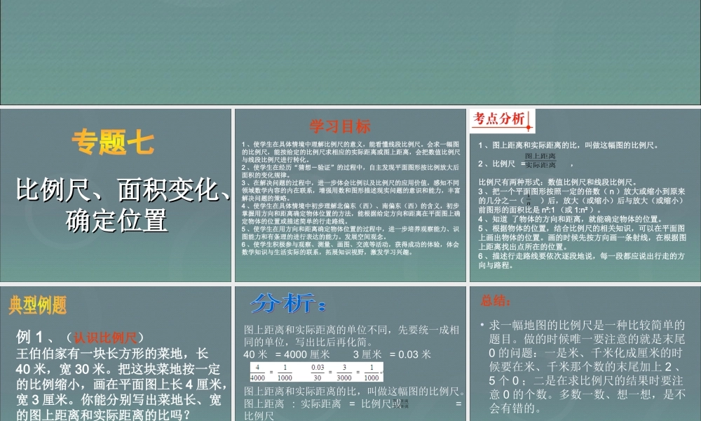 小升初-应用题归类讲解及训练(七)(比例尺、面积变化、确定位置).ppt