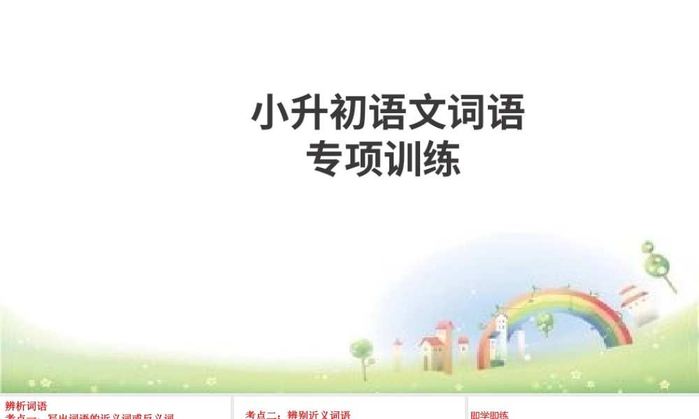 【小升初】语文总复习课件 - 词语（近义词、多义词等 ）全国通用.pptx