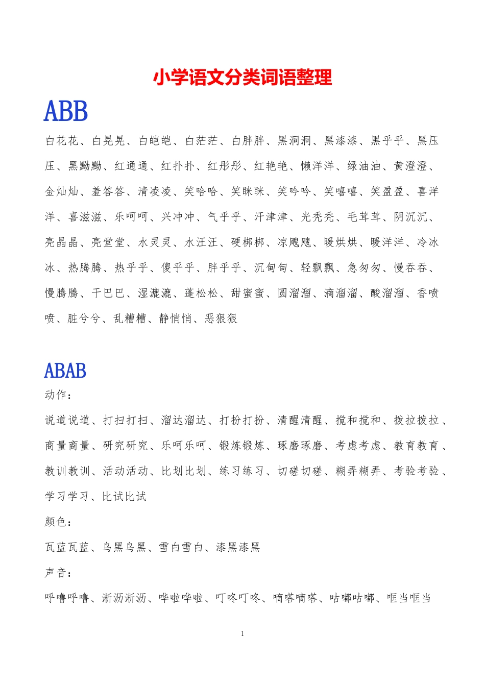 小升初语文复习知识-常用ABB.ABAB.ABCC.AABC.AABB.ABAC词语整理.docx_第1页