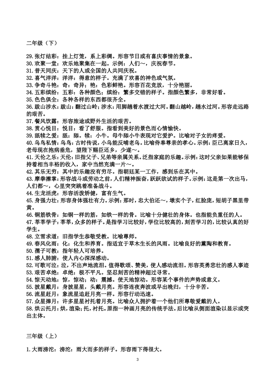 小升初归纳-小学阶段语文常用成语大全及解释.doc_第3页