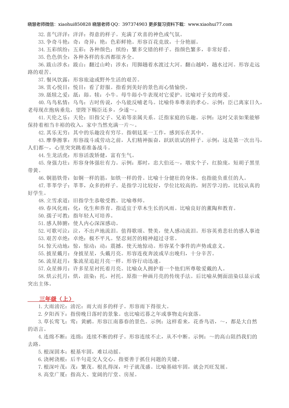 小升初复习：小学1-6年级成语大全及解释-赶紧给孩子收藏好!.docx_第3页