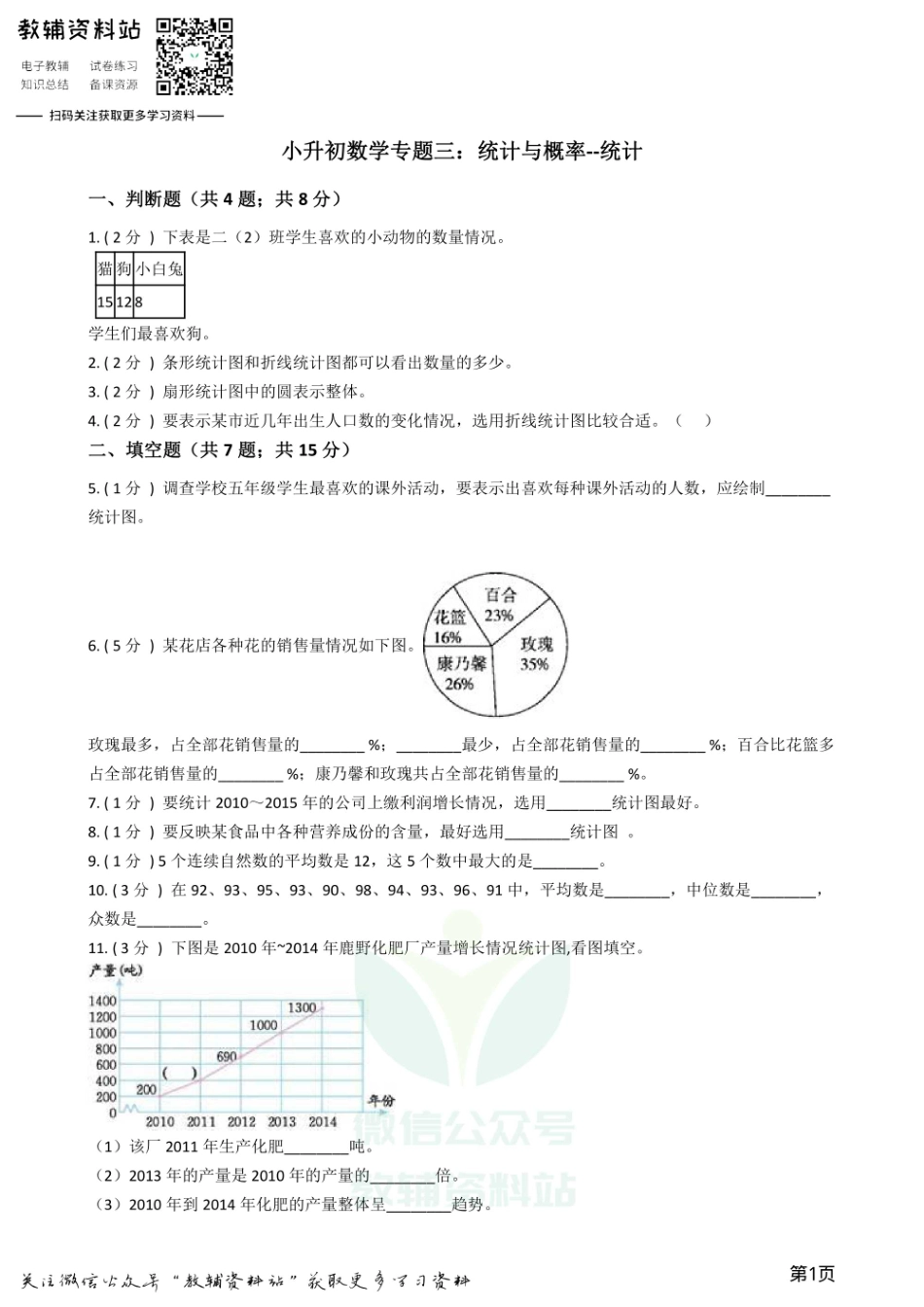 小升初数学专题3：统计与概率（1）统计.pdf_第1页