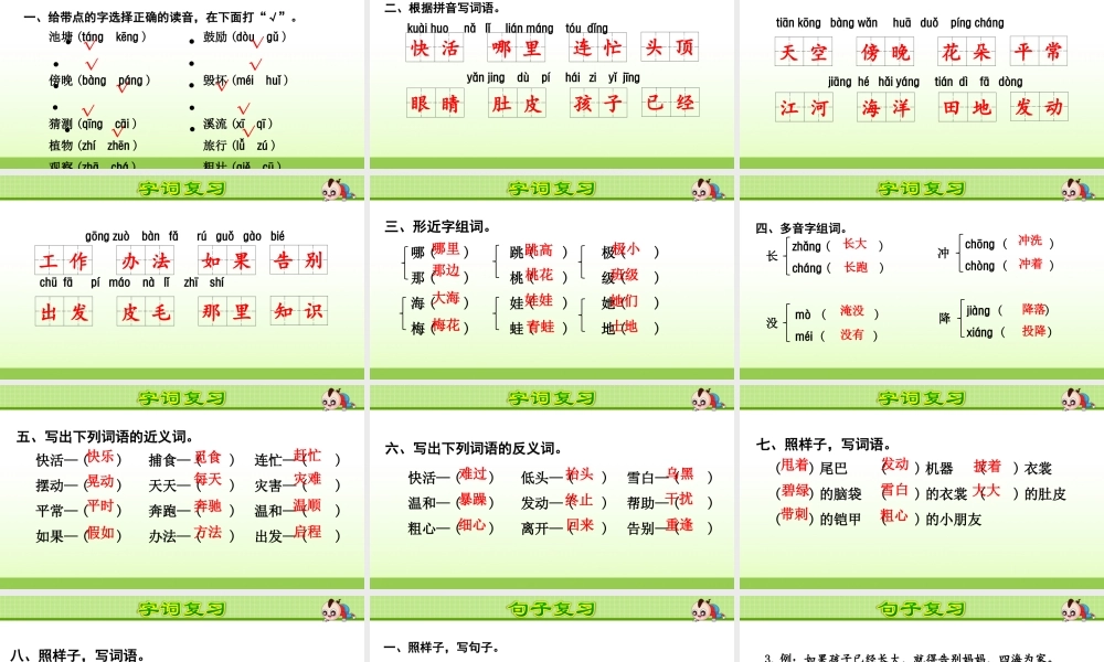 二年级上册语文-期末复习全册知识点复习教案.ppt