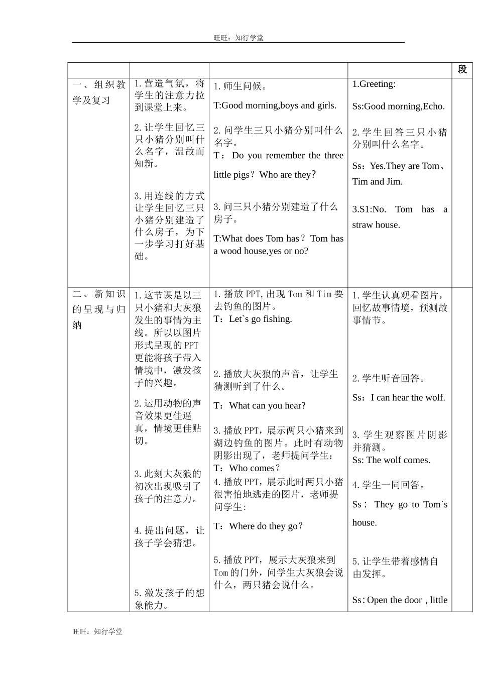 牛津上海版三下Unit 12《Three little pigs》（第2课时）word教案【旺旺：知行学堂】.doc_第3页