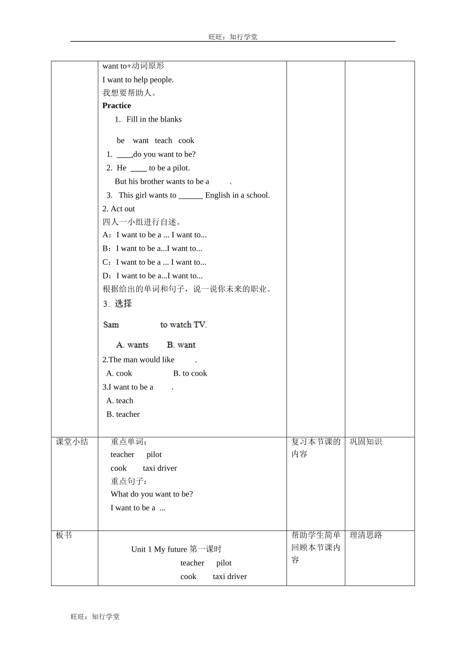 牛津上海版五上Unit 1《My future》（第一课）word教学设计【旺旺：知行学堂】.doc_第3页