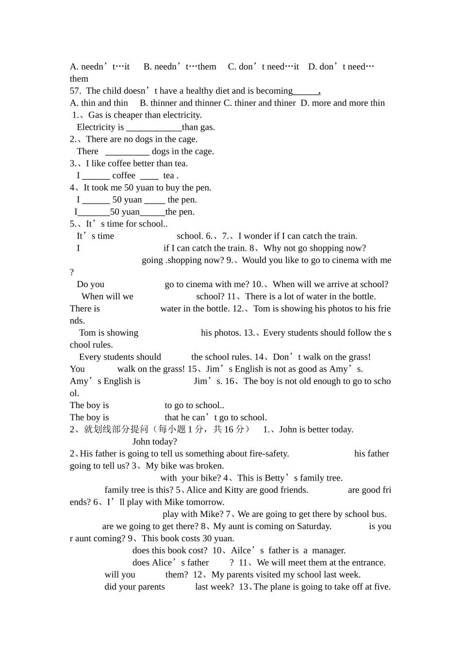 【沪教牛津版（三起）】六年级上册英语 练习题.doc_第3页