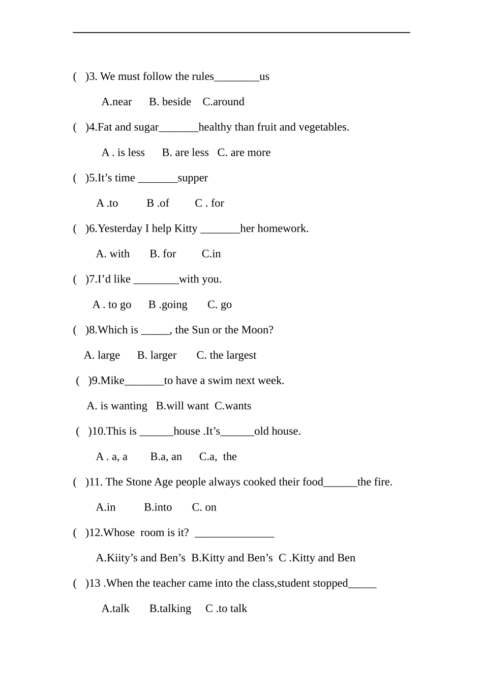 【沪教牛津版（三起）】六年级上册英语 期末试卷.doc_第3页