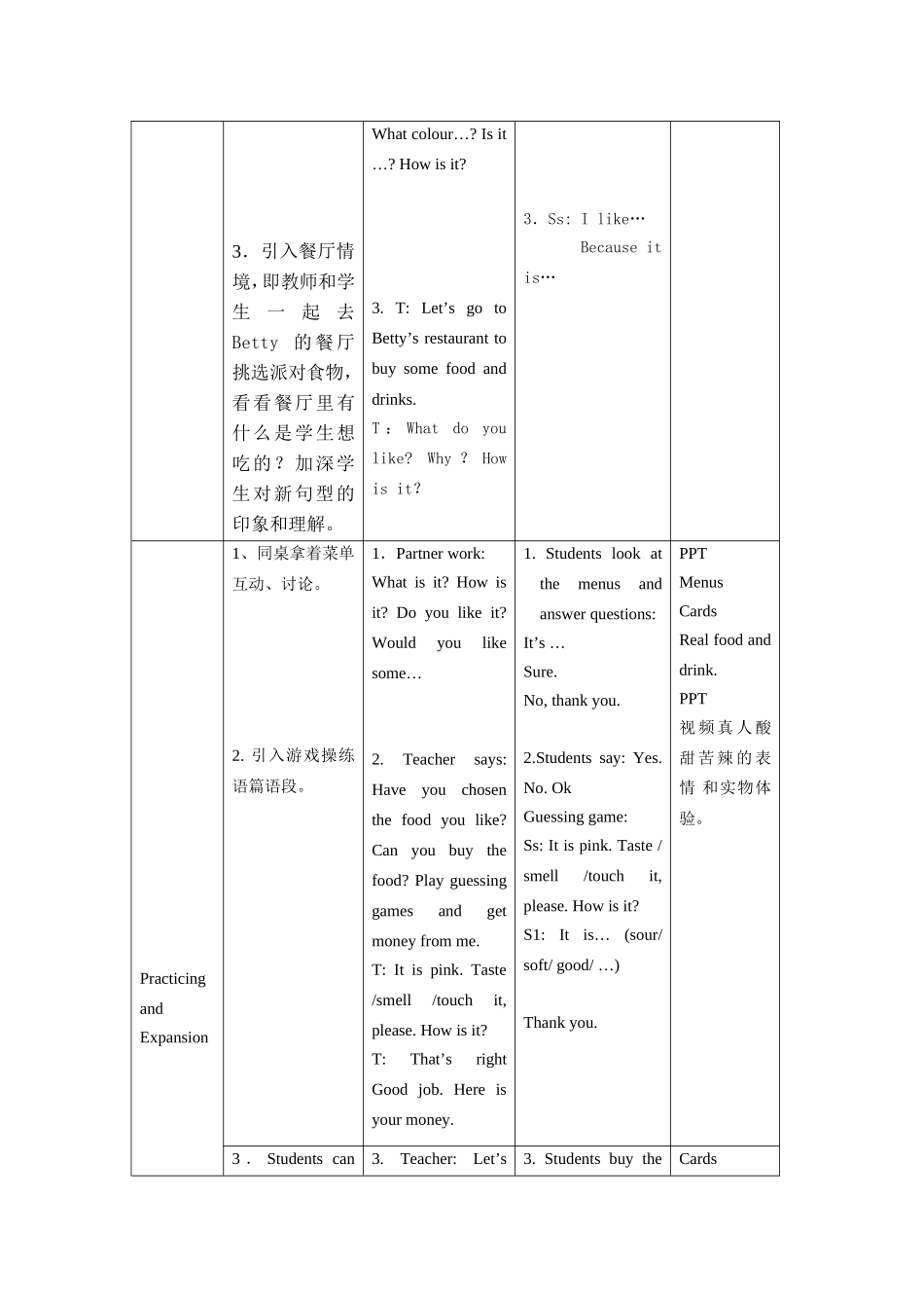【沪教牛津版（三起）】三年级下册英语教案 module 1 using my five senses Unit 2 Tastes 教案.doc_第3页